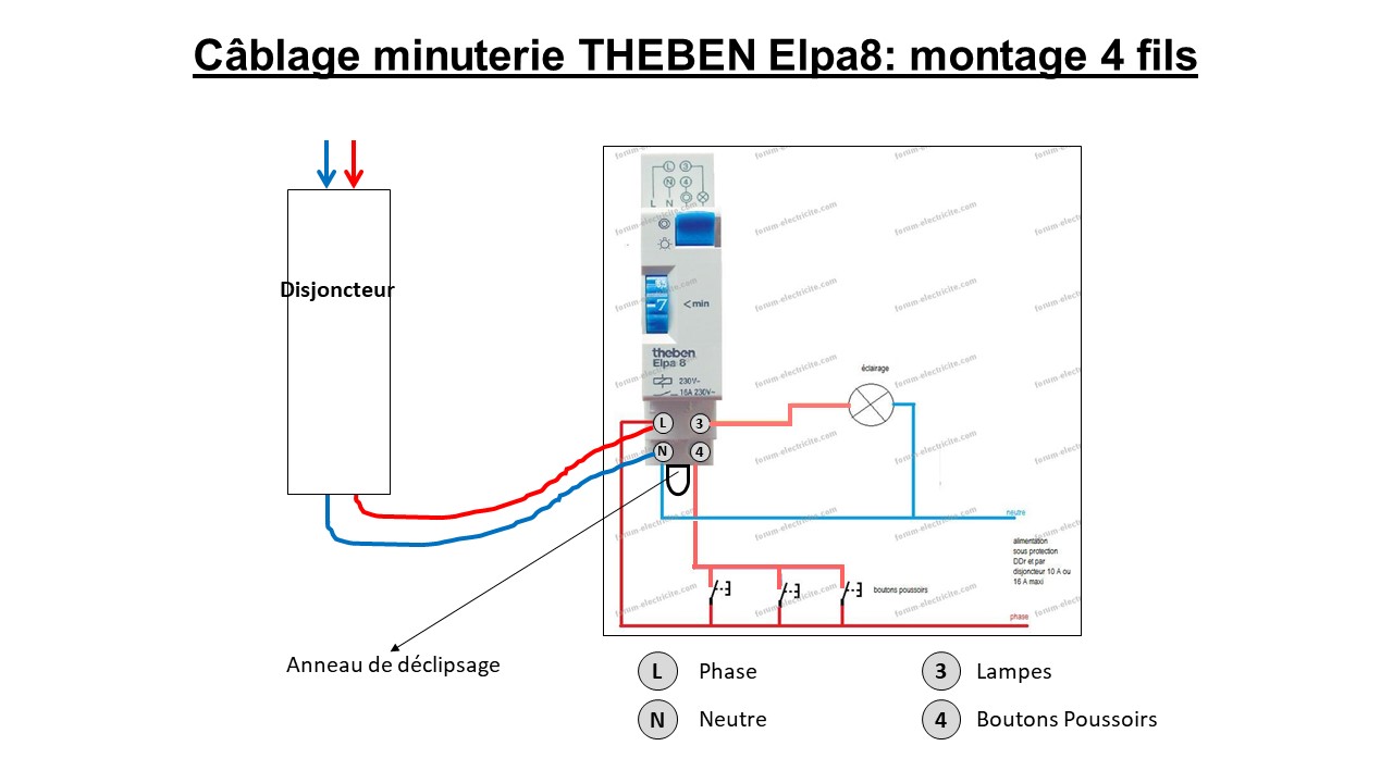 Theben ELPA8 minuterie escalier 3 ou 4 fils