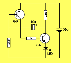 LED clignotant avec un transistor unijonction