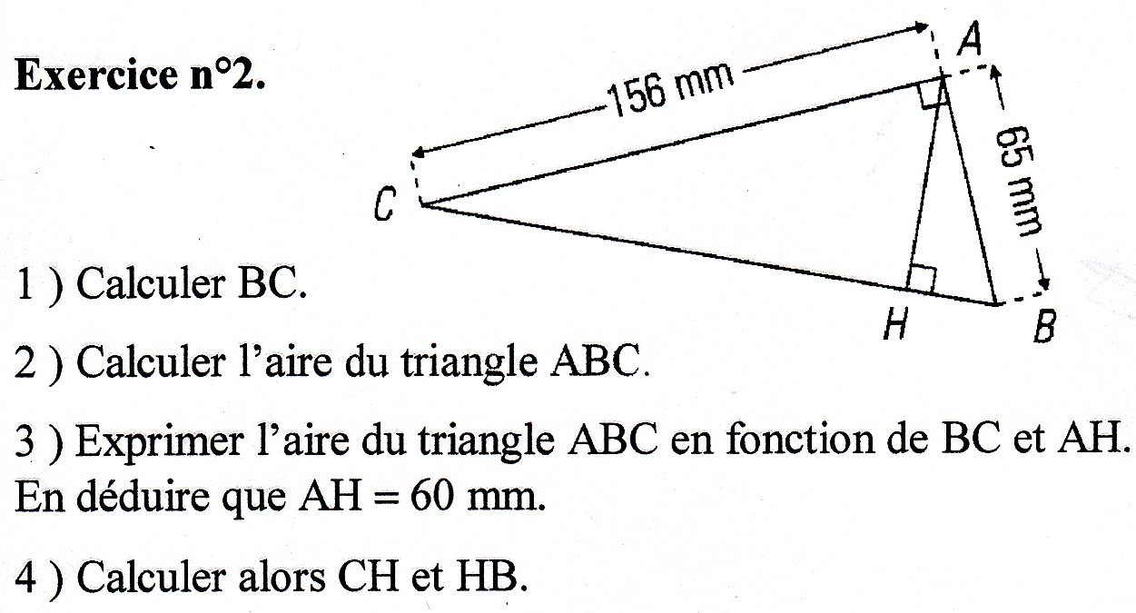 Triangle Rectangle Calcul hauteur triangle rectangle